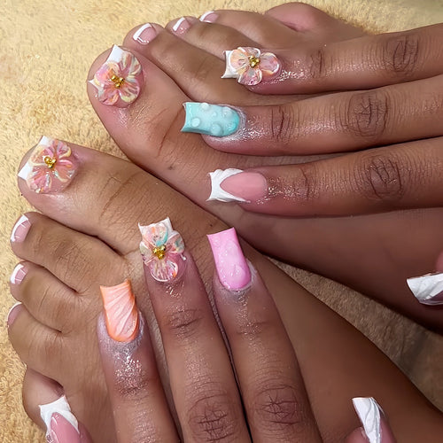 Artistic Floral Nail Enhancement Set Bowlift