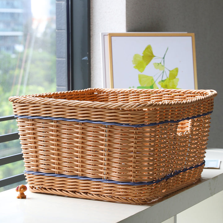 Versatile Woven Storage Basket with Cutout Handles Bowlift