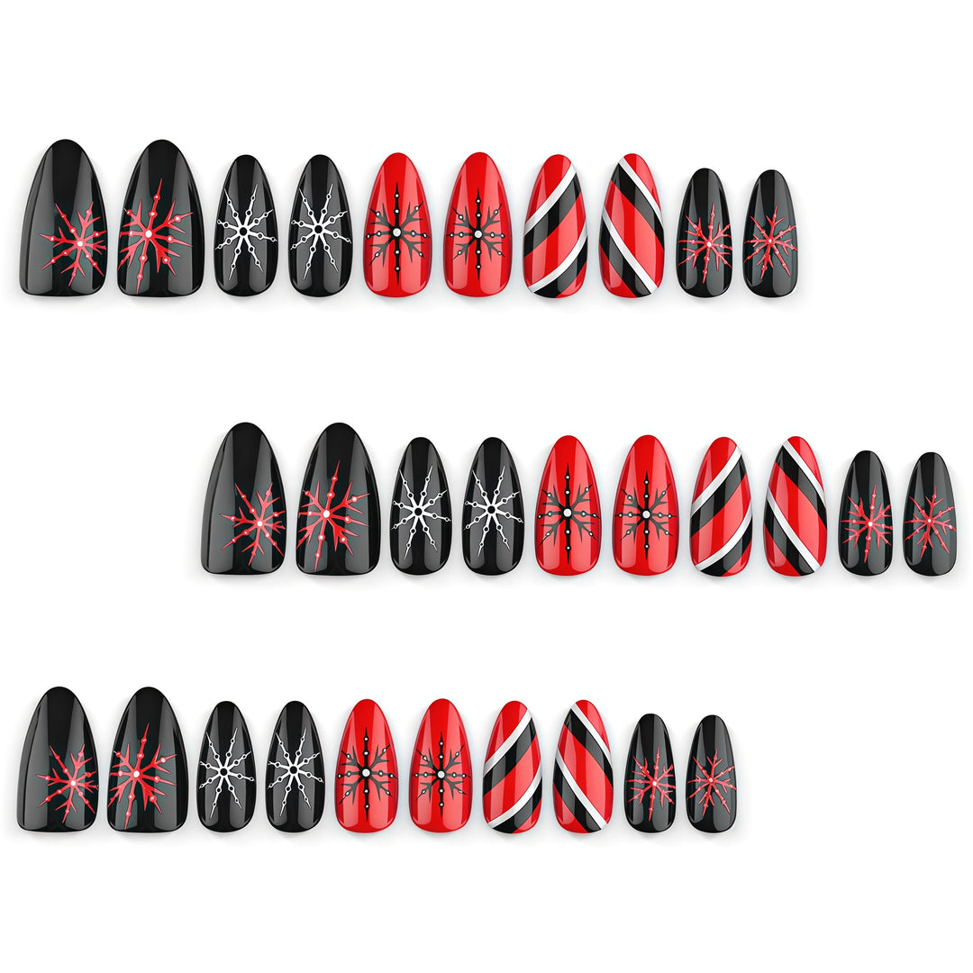 Artificial nails in modern stiletto design with graphic accents Bowlift