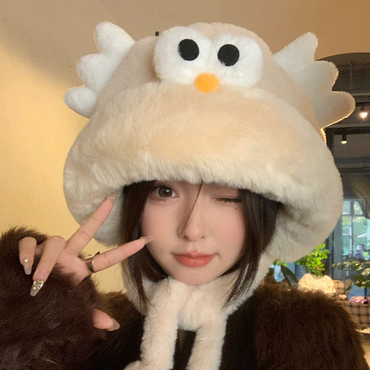 Plush Animal-Themed Hooded Hat