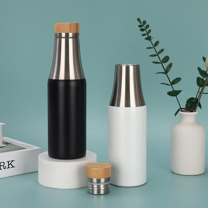 Women's stainless steel insulated drinking bottle with bamboo lid Bowlift