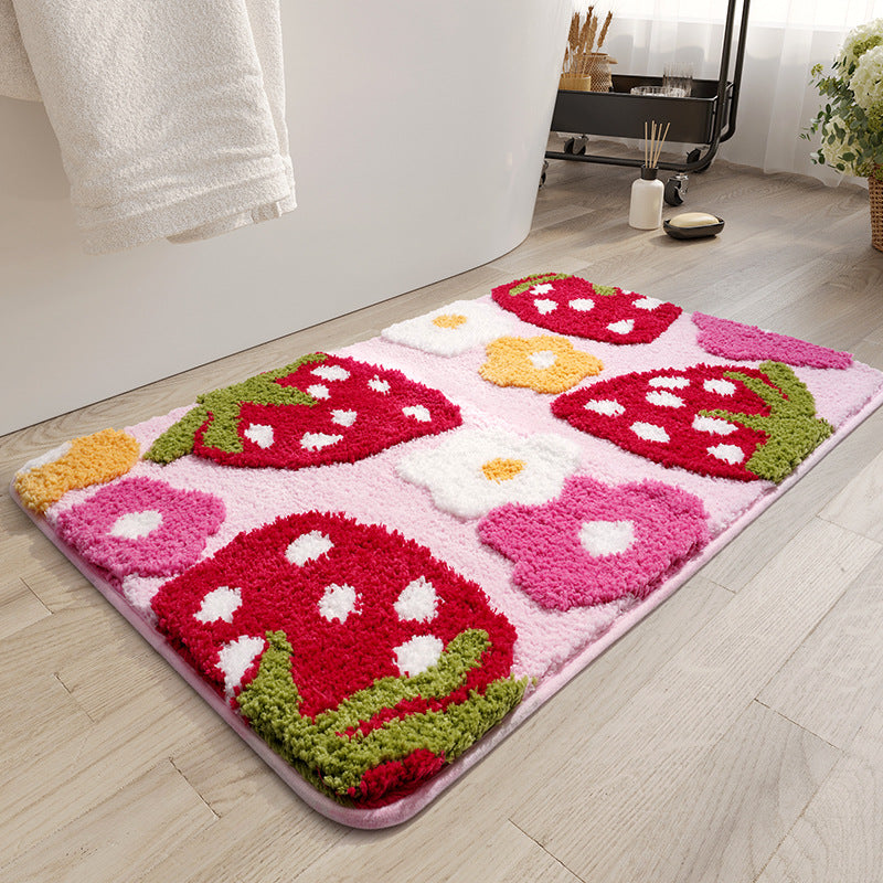 Cute Strawberry Pattern Bath Mat Bowlift