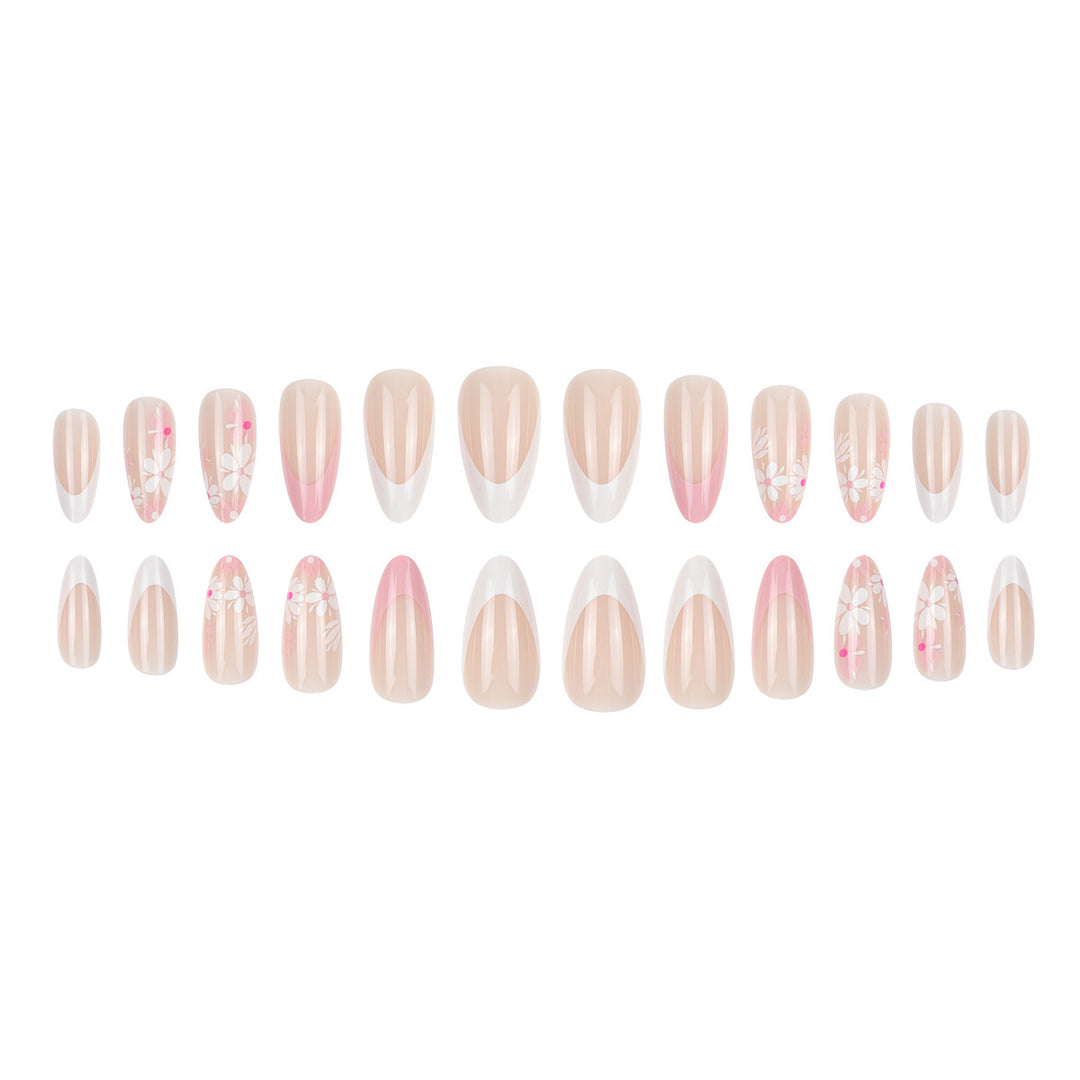 Decorative Floral Pointed Press-On Nails Bowlift
