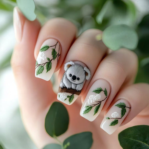 Creative panda design artificial nails Bowlift