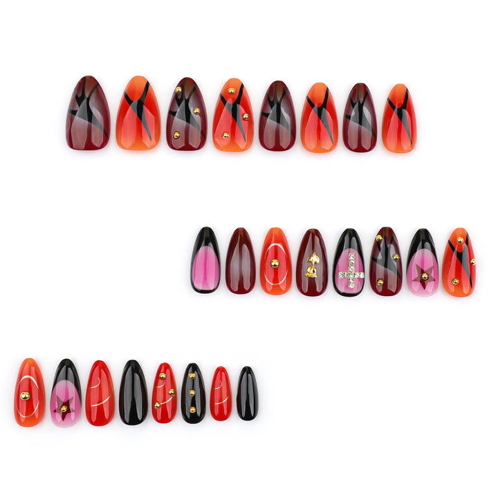 Artistic stiletto nails with creative designs Bowlift
