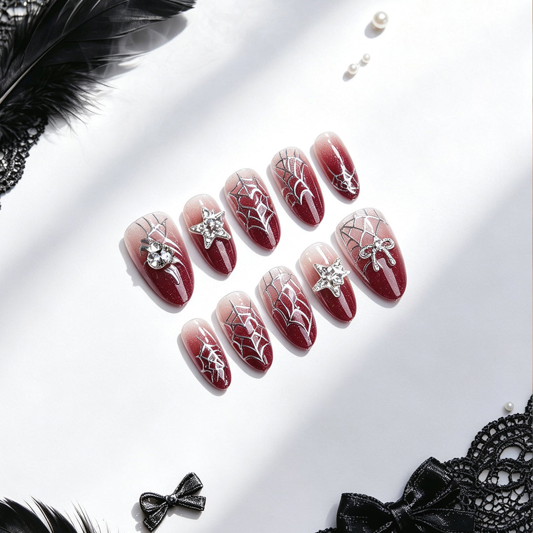 Glamorous artificial nails with rhinestones Bowlift