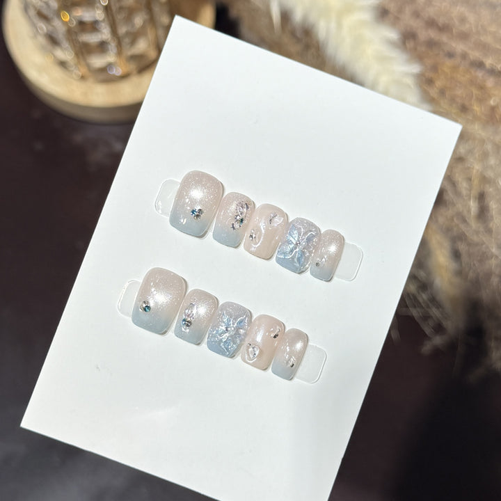Decorative Press-On Nail Art Set with Crystal Accents Bowlift