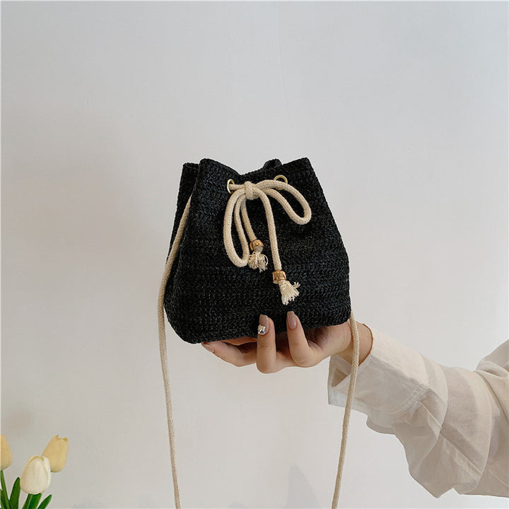 Bohemian-Inspired Woven Mini Drawstring Bag Bowlift