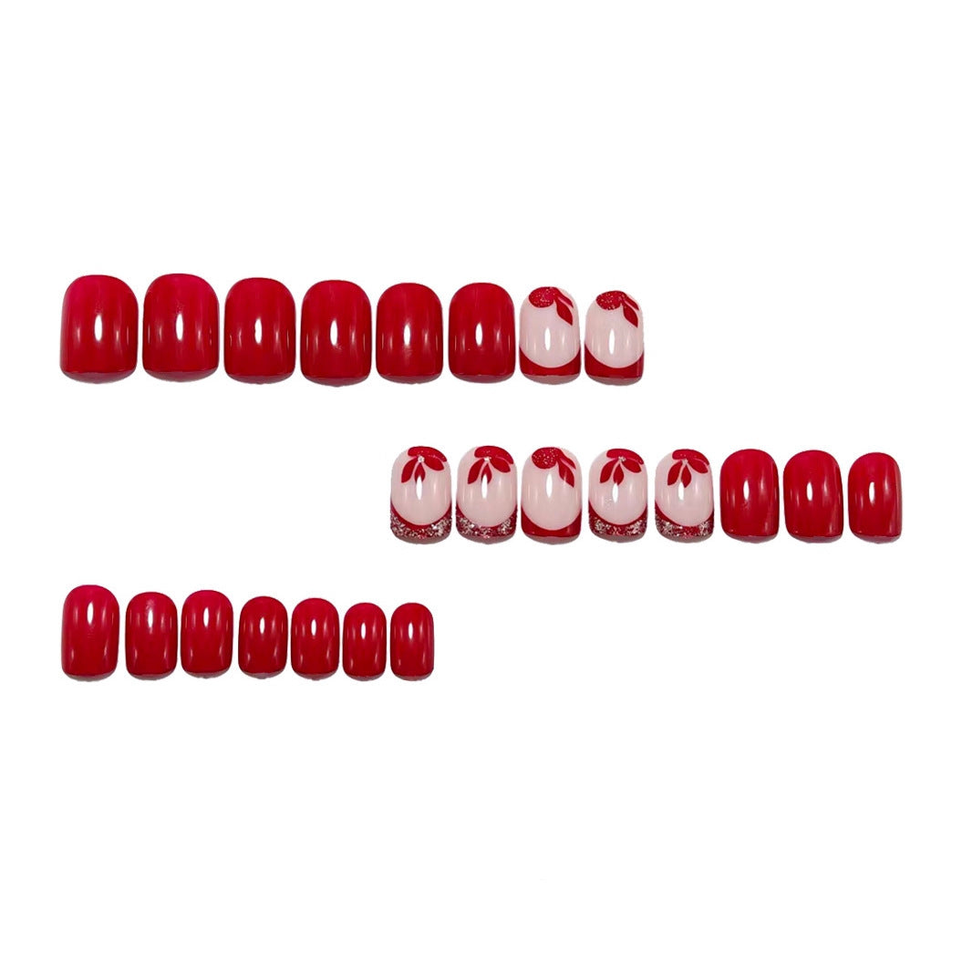 Artificial nails with floral design and elegant glitter details Bowlift