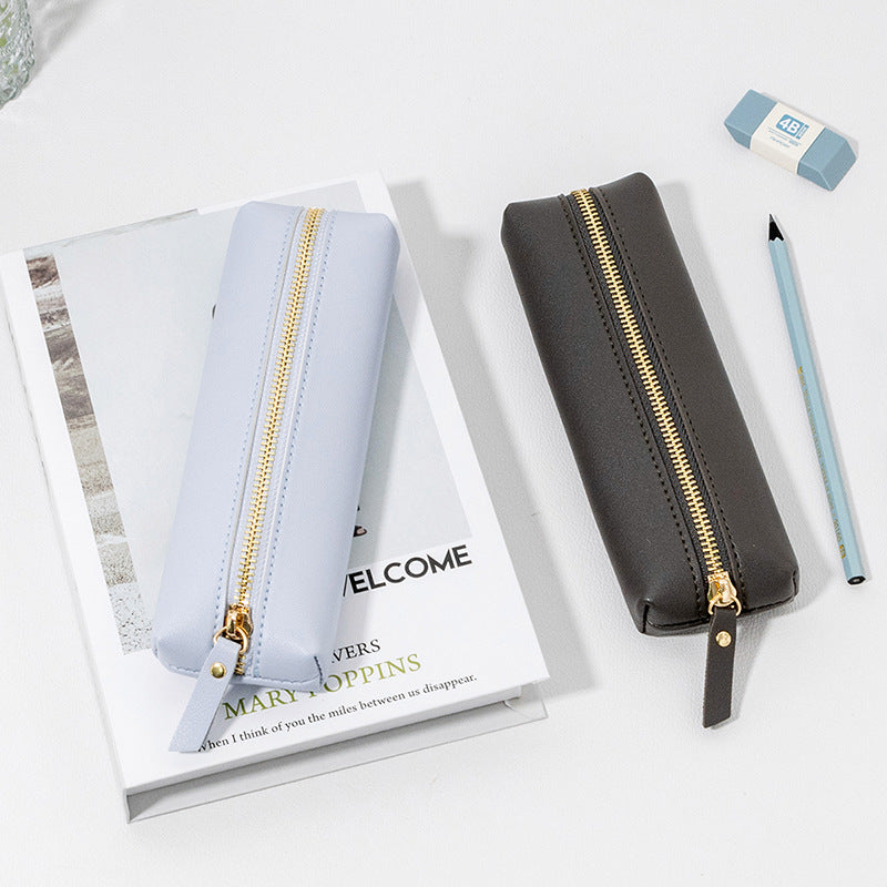 Premium Leather Zippered Pencil Case Bowlift