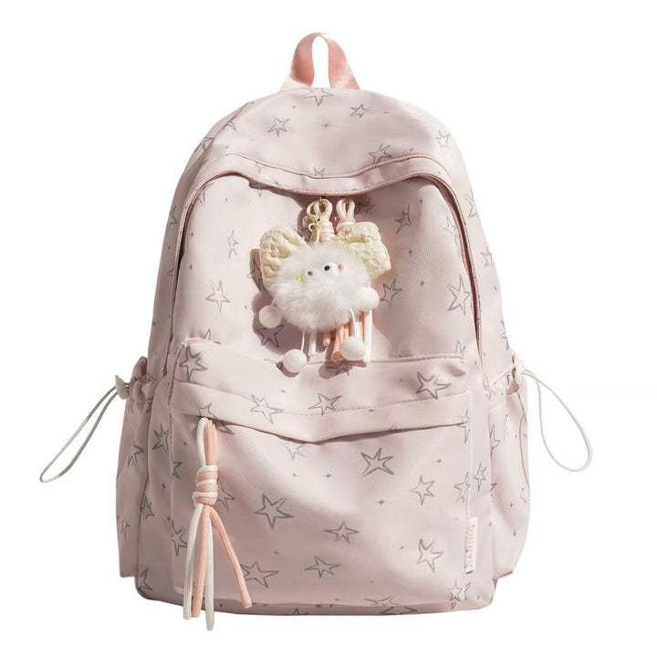 Star-Patterned Plush Backpack Bowlift