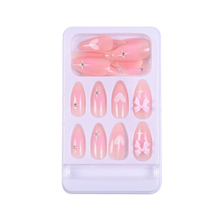Artistic Heart and Bow Detail Press-On Nails Bowlift