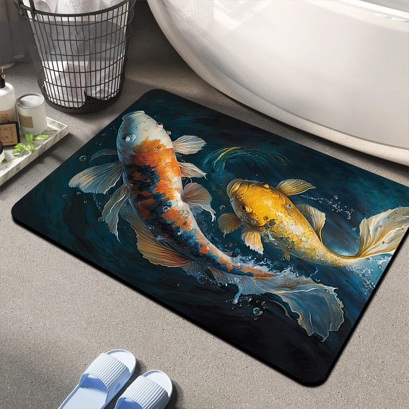 Floral Design Memory Foam Bath Mat Bowlift