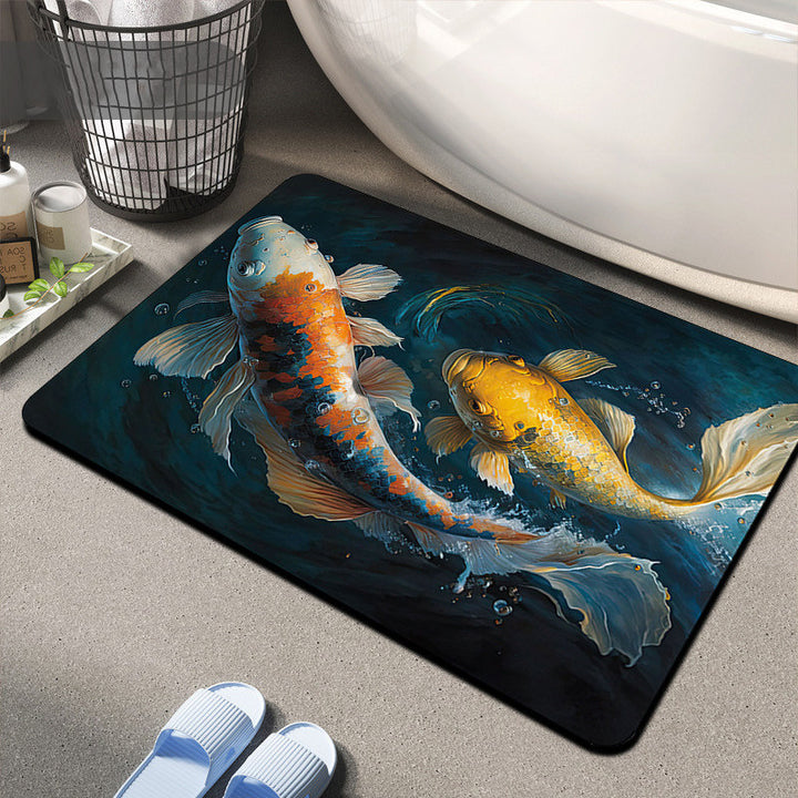 Floral Design Memory Foam Bath Mat Bowlift