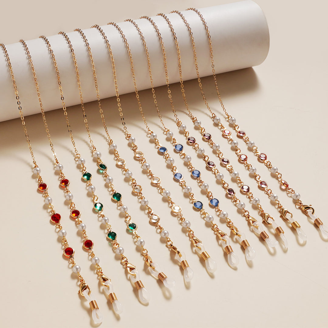 Premium Pearl and Amethyst Eyewear Chain Bowlift