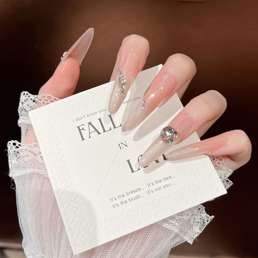 Decorative Press-On Nails with Gem Accents Bowlift
