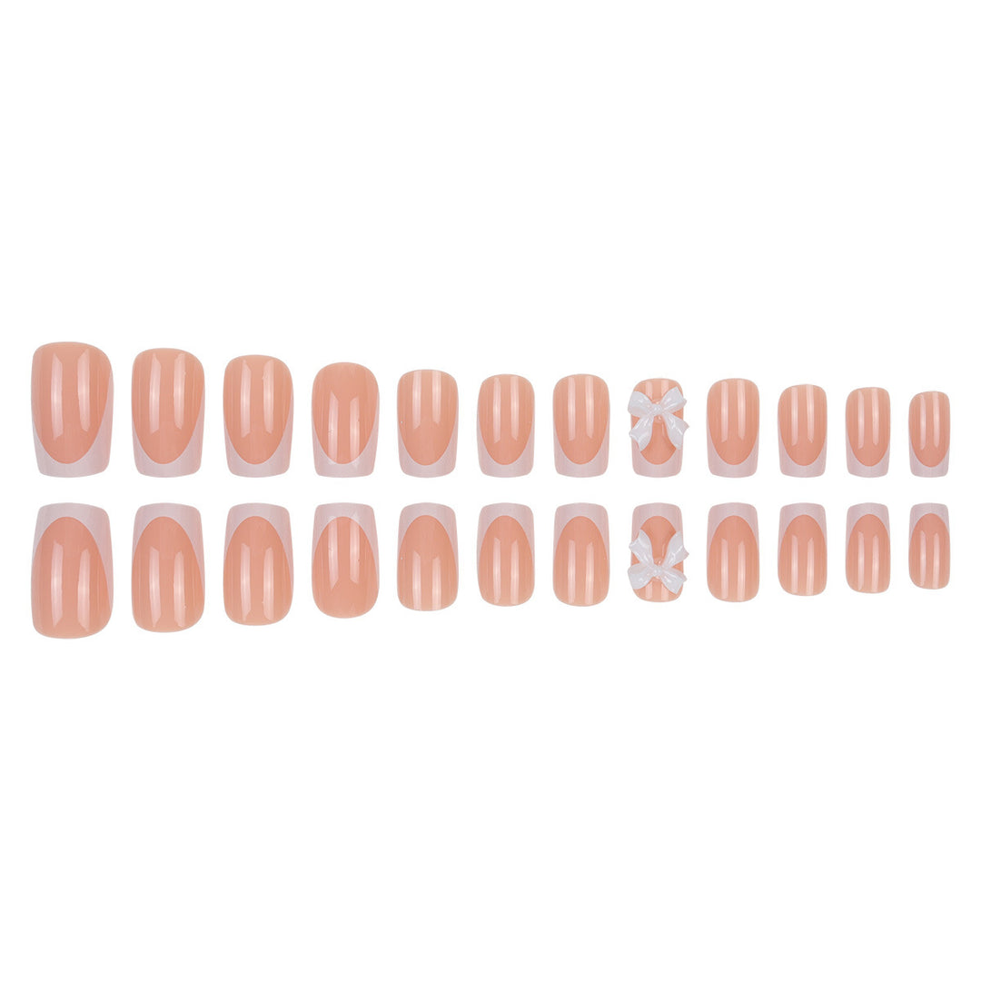 Decorative Press-On Nail Set with Bow Accents Bowlift
