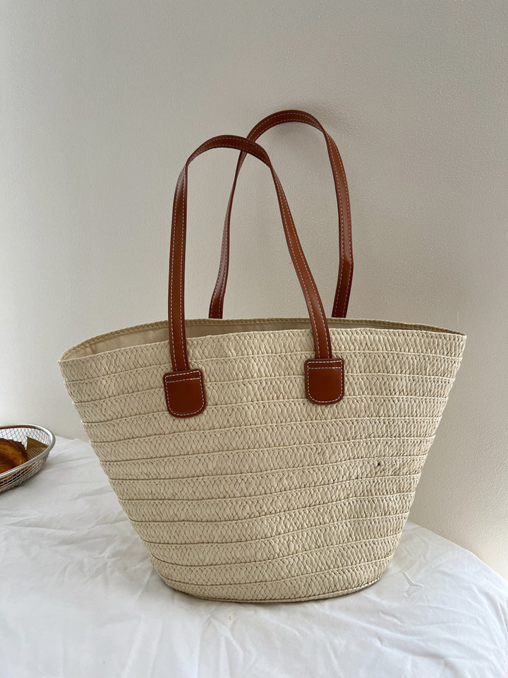 Handcrafted straw bag with elegant leather handles Bowlift