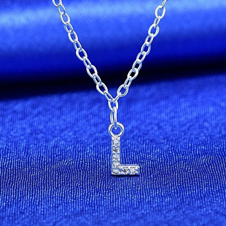 Dainty Pavé Cubic Zirconia Initial A Pendant Necklace Silver-Tone Chain Bowlift