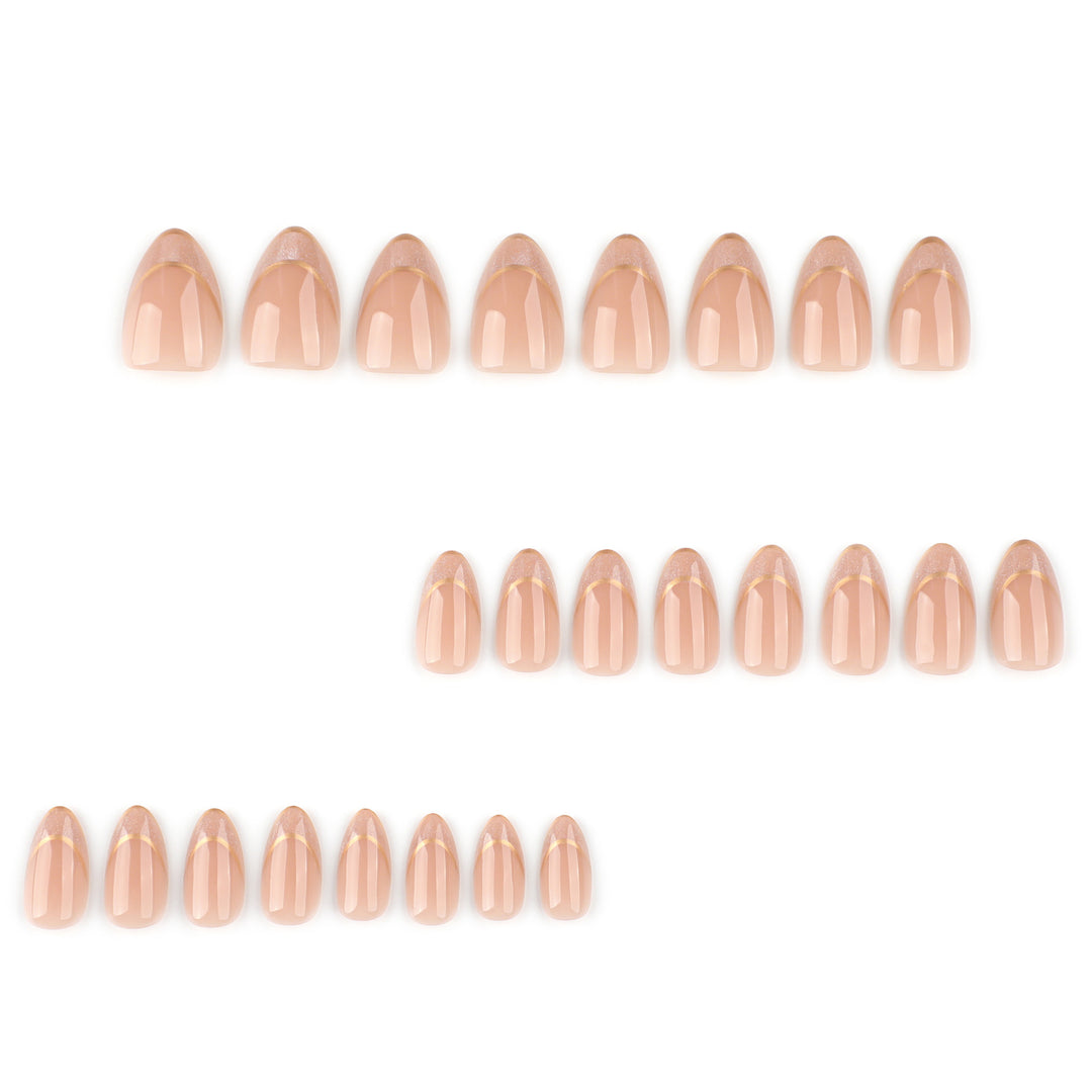 Elegant Gel Nails with Glitter and French Tip Decoration Bowlift