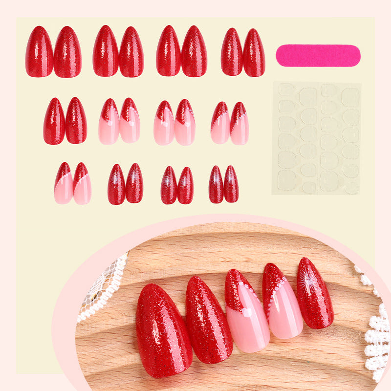 Artificial nail set with glamorous glitter accents Bowlift