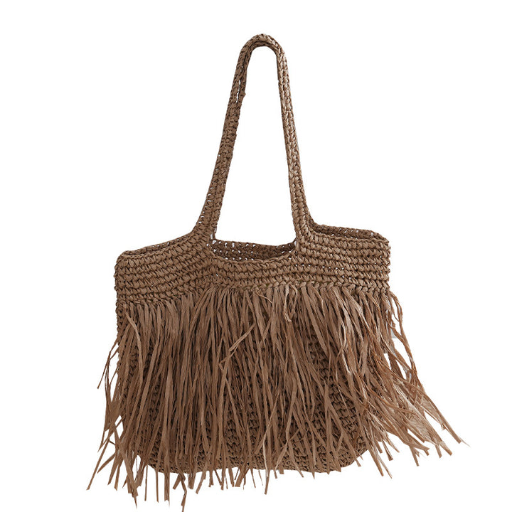 Trendy raffia bag with fringed details Bowlift