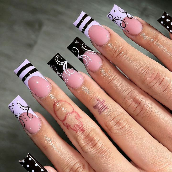 Decorative Long Press-On Nail Art Tips Bowlift