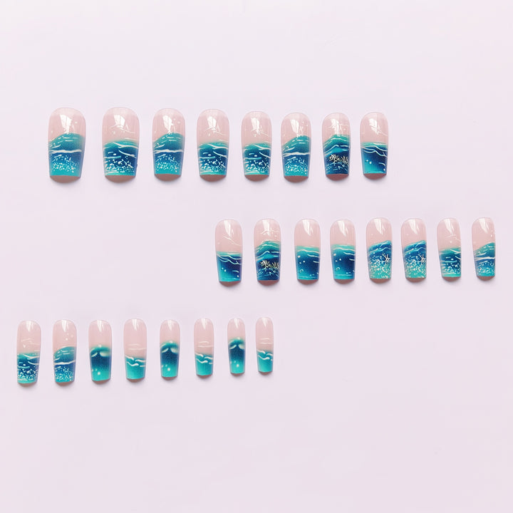 Nail art with creative ocean waves design Bowlift