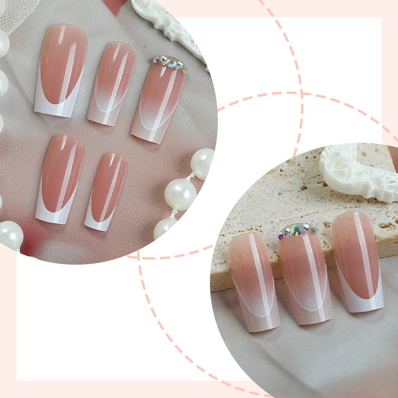 Premium Press-On Nail Set with Ombre and Gem Accents Bowlift