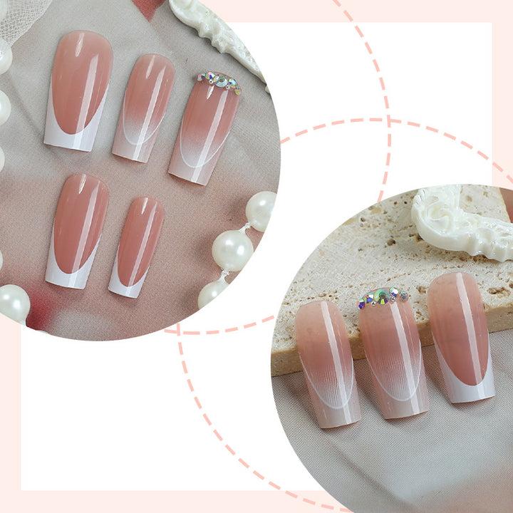 Premium Press-On Nail Set with Ombre and Gem Accents Bowlift