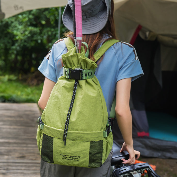 Casual Drawstring Backpack with Mesh Pockets Bowlift
