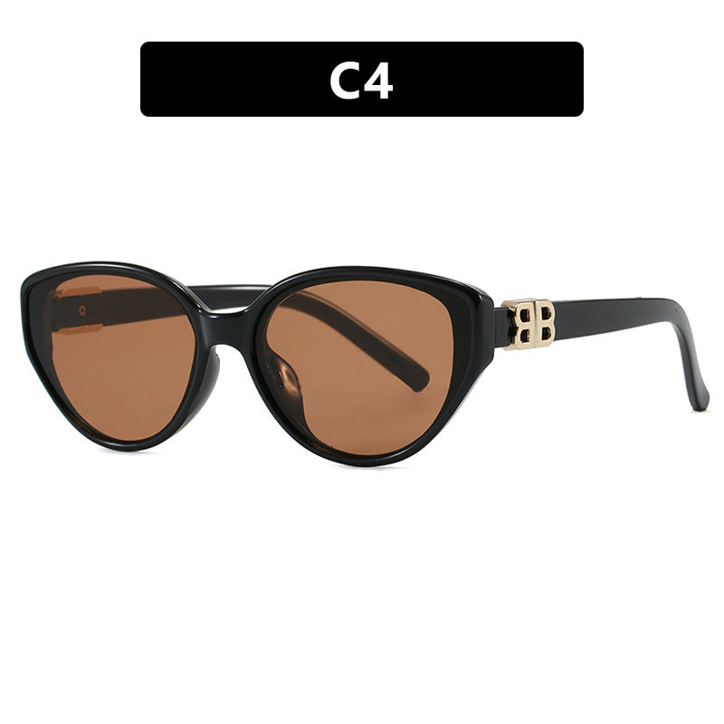 Women's fashionable cat-eye sunglasses with elegant metal frame and UV protection Bowlift
