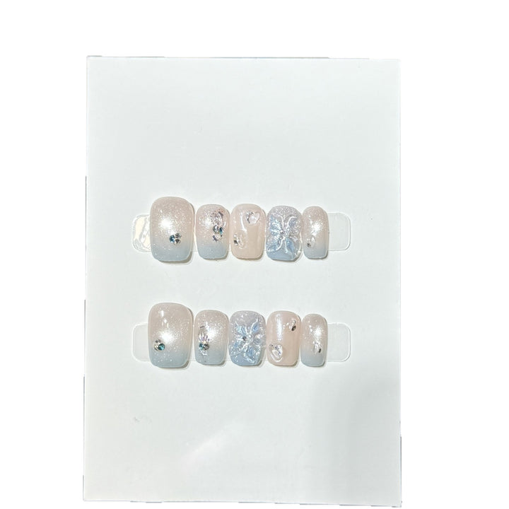 Decorative Press-On Nail Art Set with Crystal Accents Bowlift