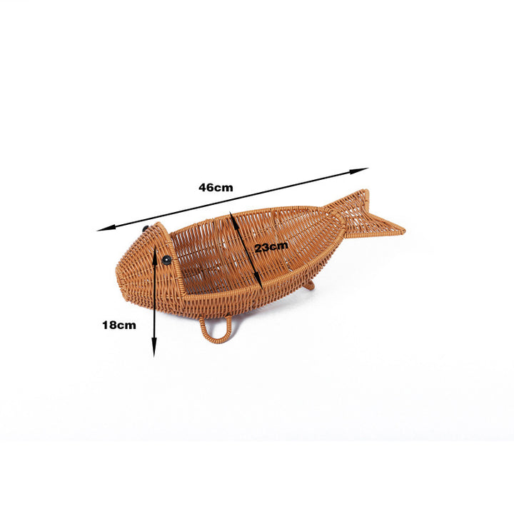 Fish-Shaped Woven Storage Basket Bowlift