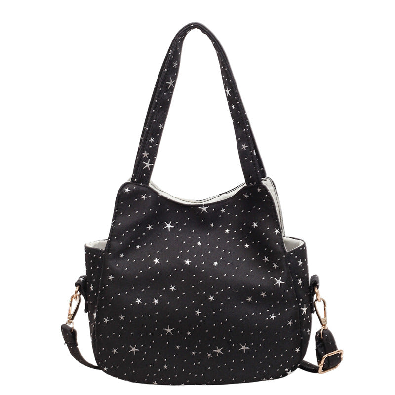 WoStar-Patterned Canvas Hobo Bag Bowlift