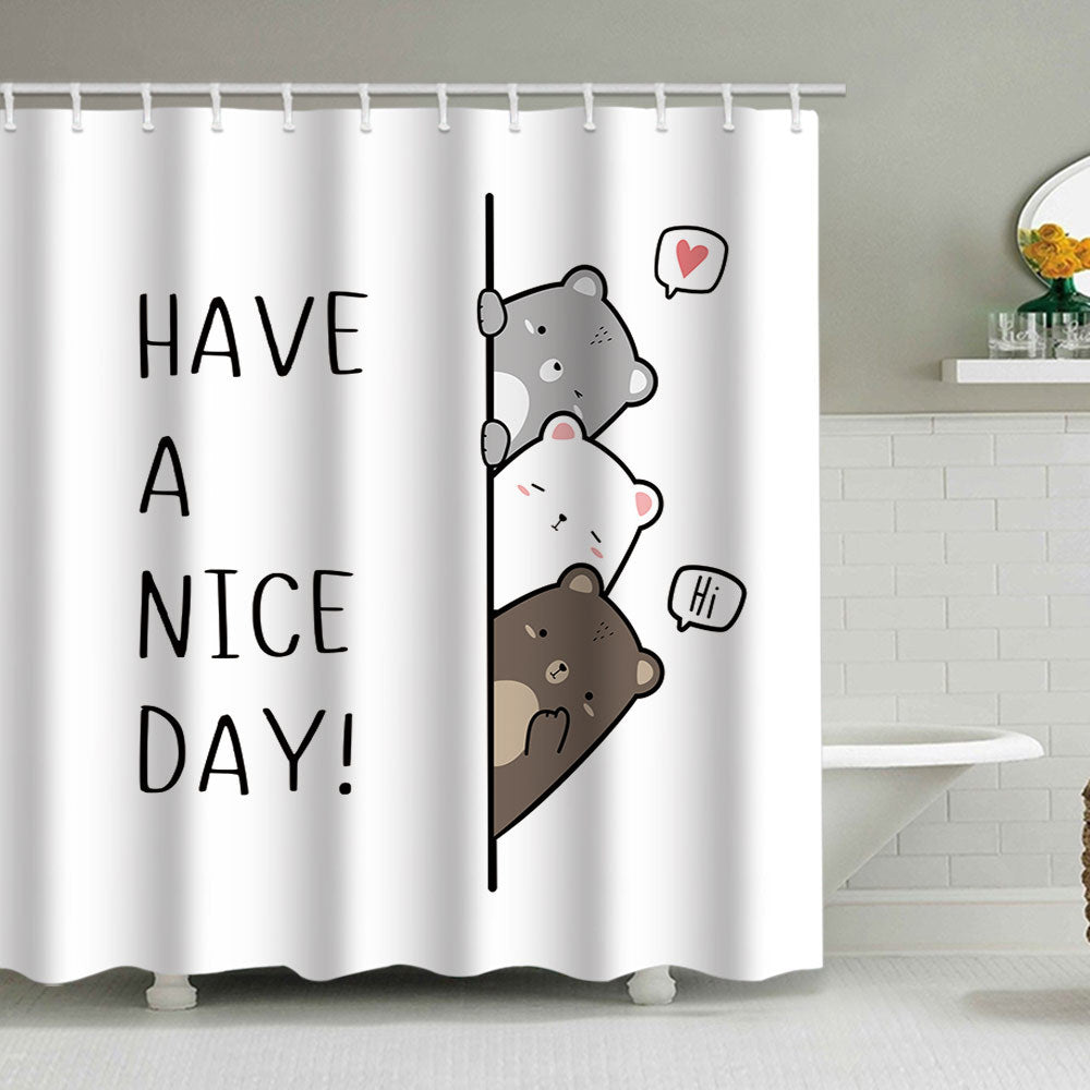 Playful Bear-Themed Shower Curtain Bowlift