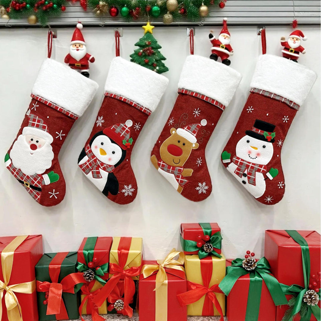 Embroidered Christmas Stockings Gift Bag Decoration Pendant