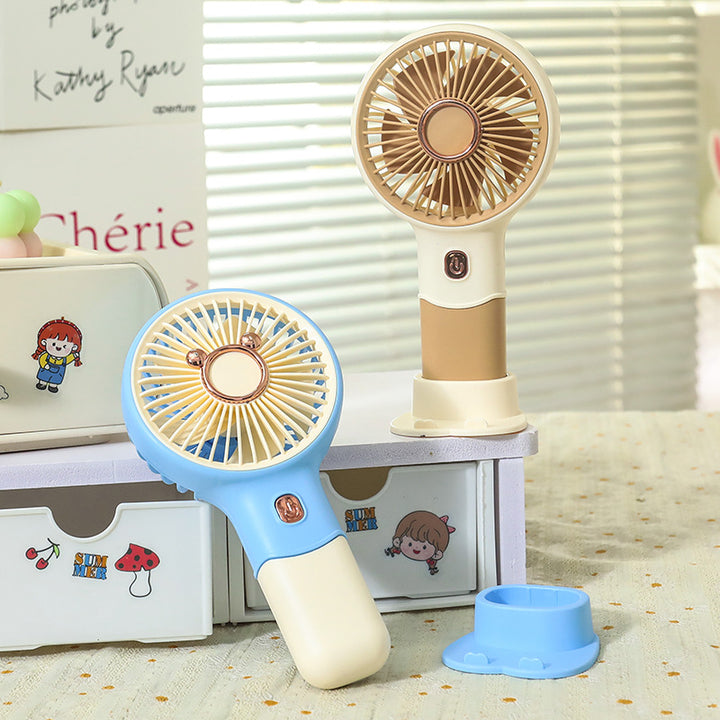 Ladies portable hand fan with playful bear design Bowlift