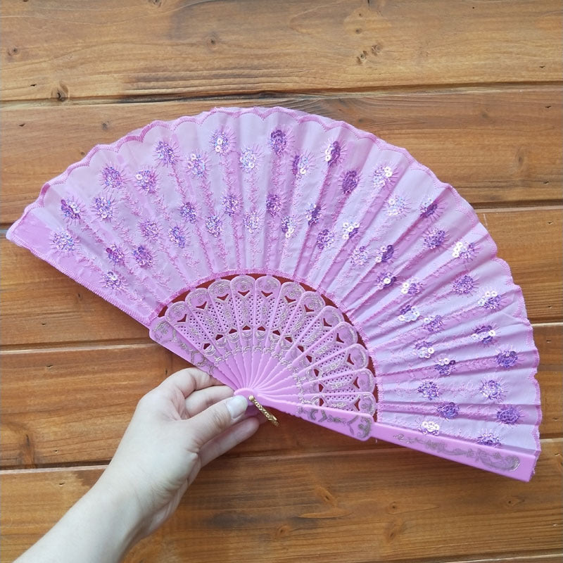 Women's high-quality lace fan with artistic floral motifs Bowlift