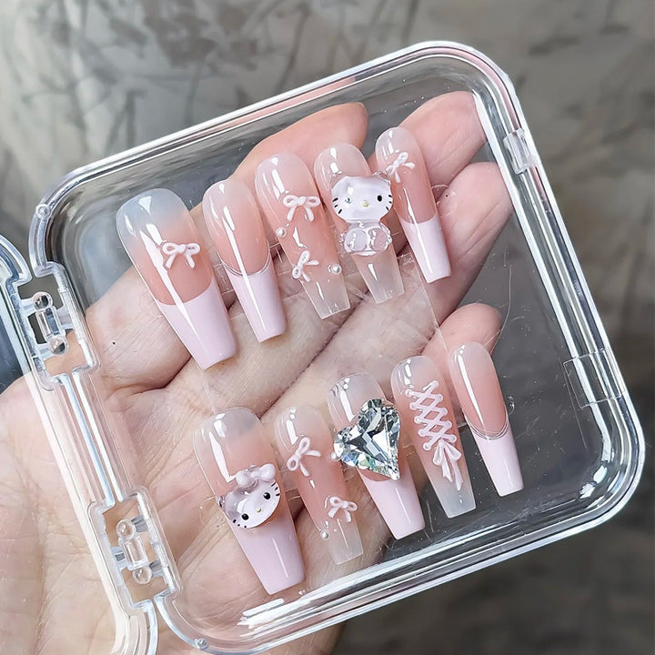 Stylish Press-On Nail Tips with Leopard Design Bowlift