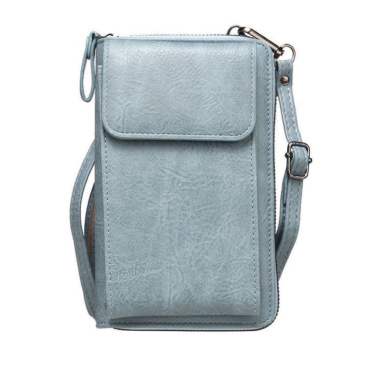 Compact Faux Leather Crossbody Phone Wallet with Zippered Compartments Bowlift