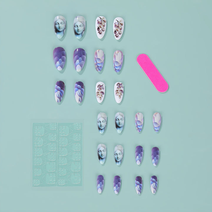 Artificial nails with botanical and artistic designs Bowlift