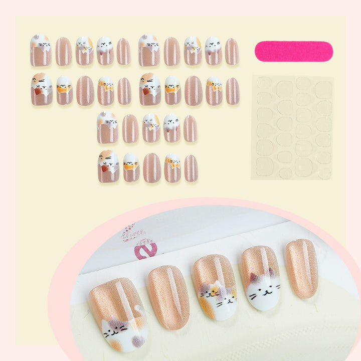 Creative nail art set with cute animal motifs and glitter accents Bowlift