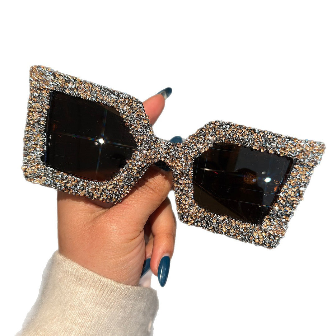 Ladies Glamorous Statement Sunglasses with Rhinestone-Embellished Frame Bowlift