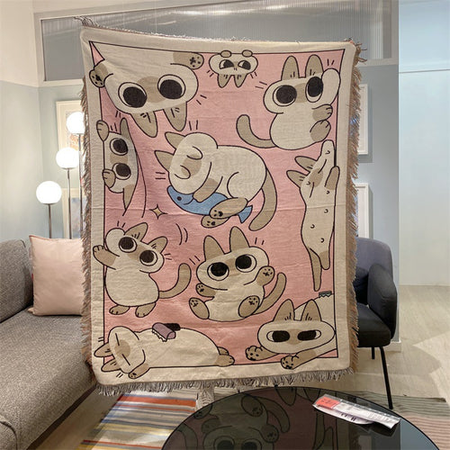 Cozy Cat-Themed Tapestry Throw Blanket