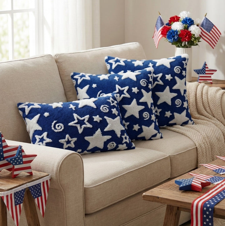 Plush Sherpa Star Pattern Decorative Pillow