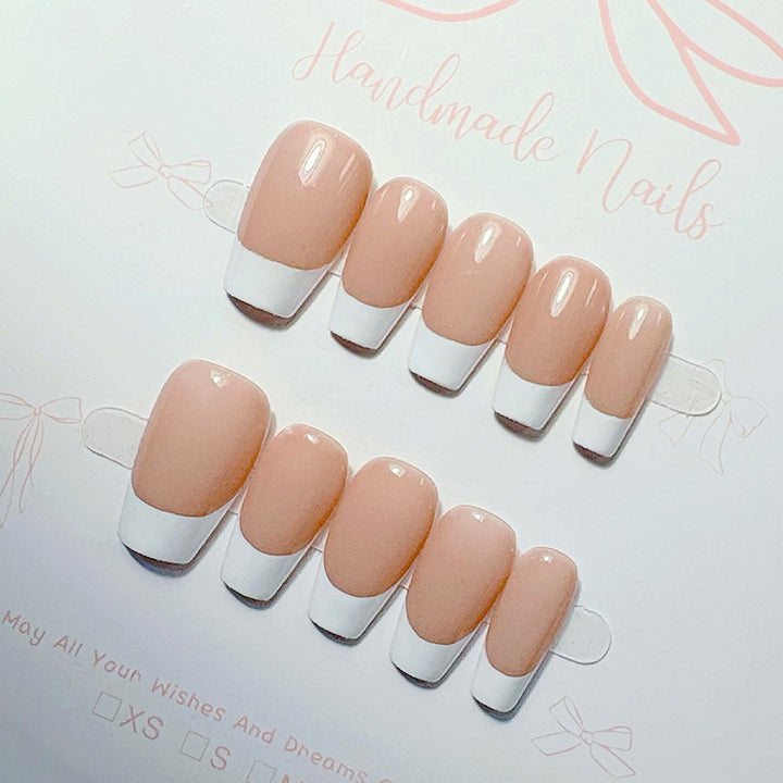 Classic French Tip Press-On Nail Set Bowlift