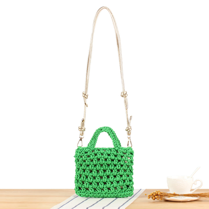 Handbag Made of Handmade Macrame with Adjustable Shoulder Strap Bowlift
