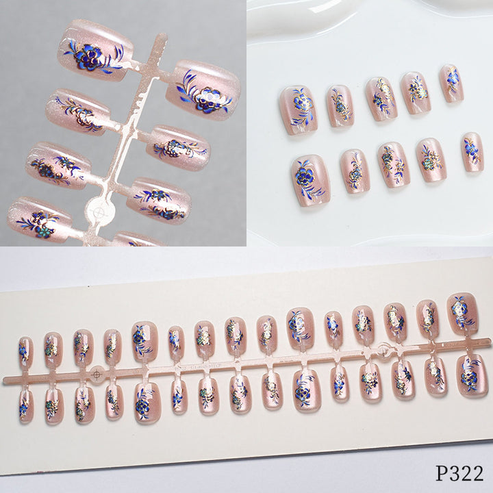 Floral Design Press-On Nail Tips Bowlift