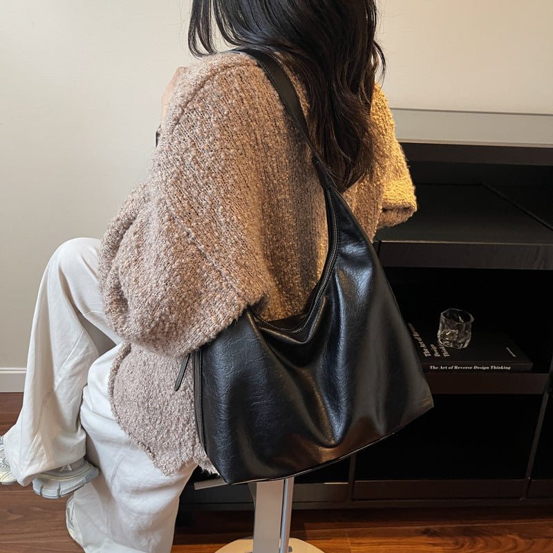 Soft Leather Slouchy Shoulder Bag Bowlift